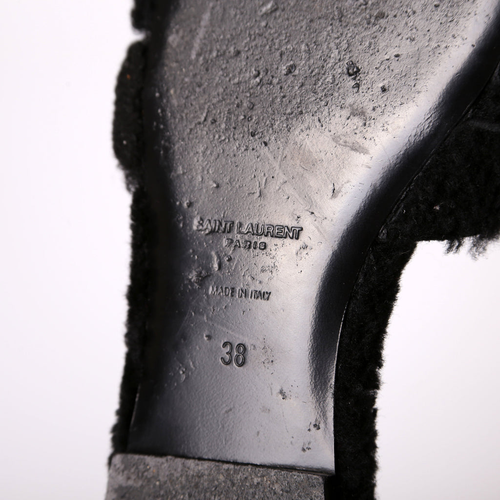 SAINT LAURENT Henry Shearling Tribute Flats Size 38