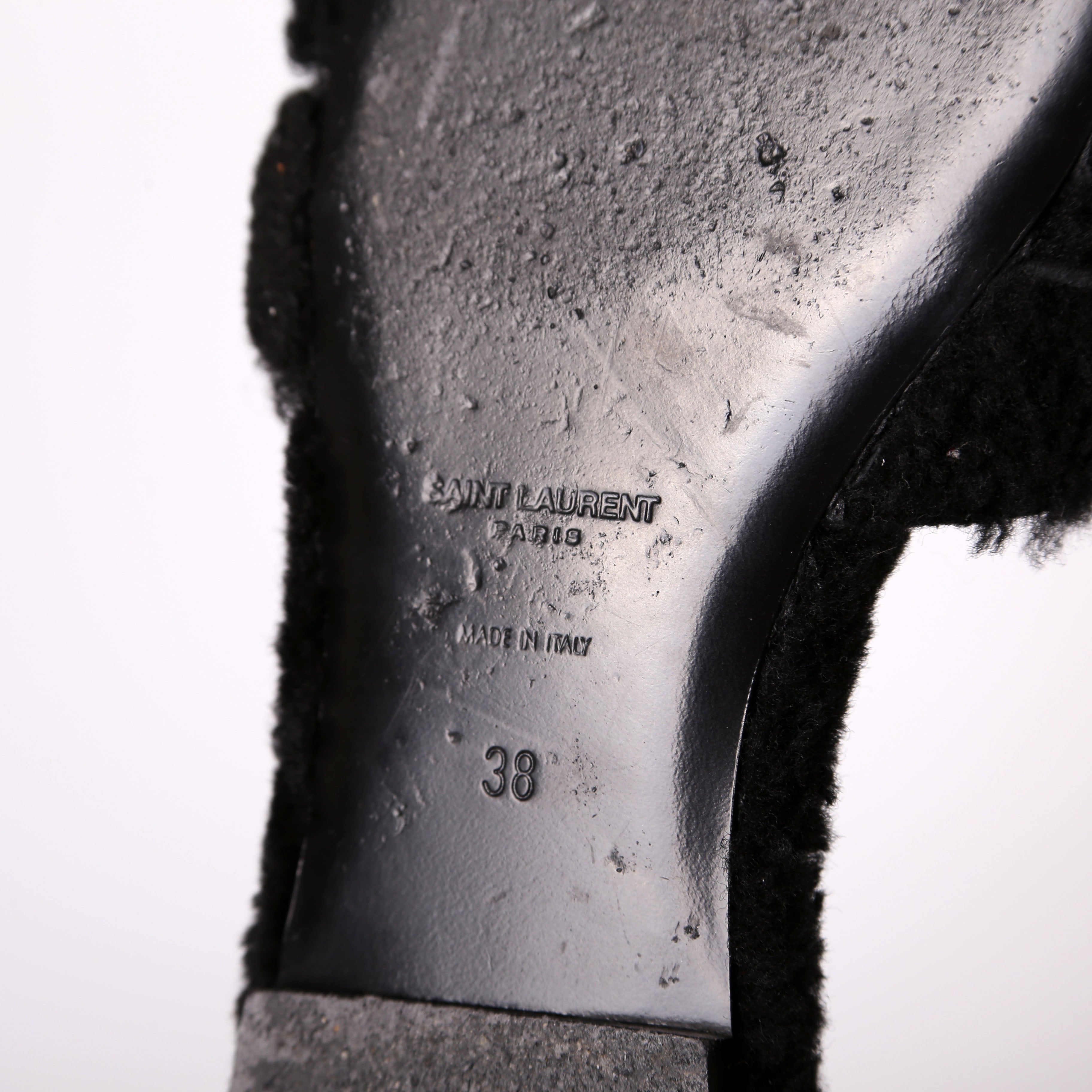 SAINT LAURENT Henry Shearling Tribute Flats Size 38