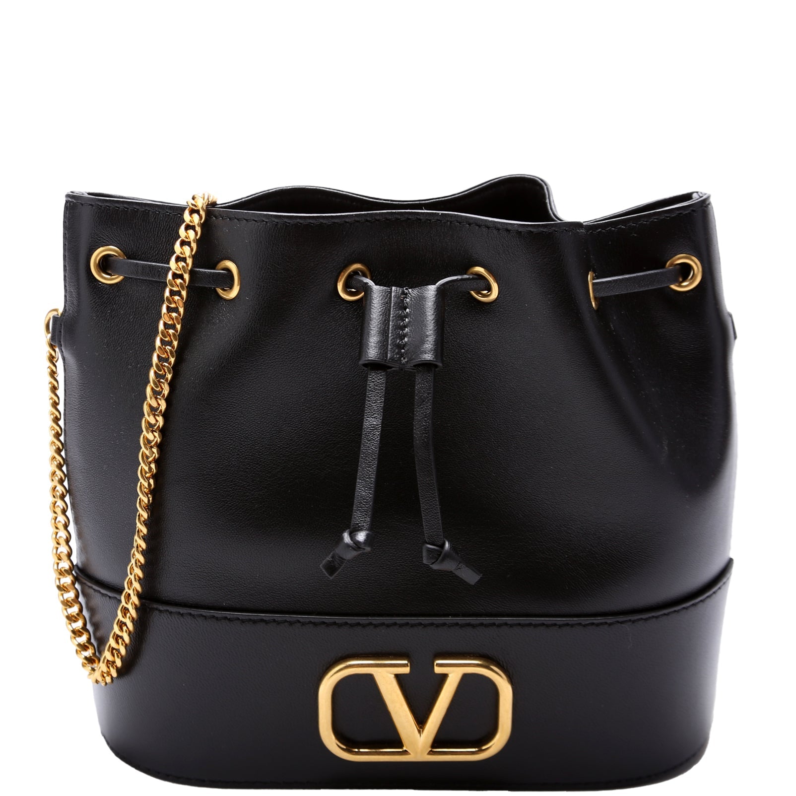 Mini Vlogo Chain Bucket Bag Black