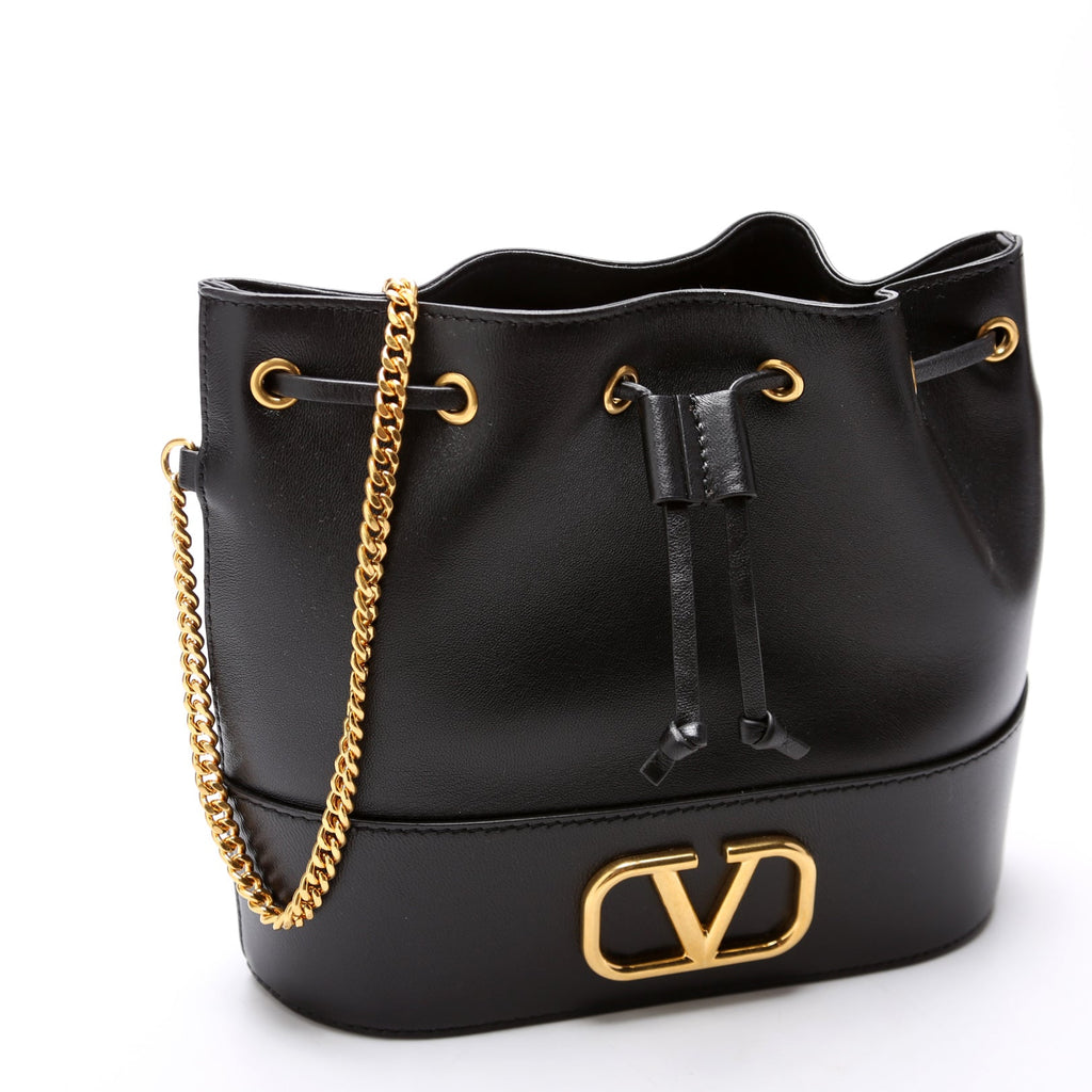 Mini Vlogo Chain Bucket Bag Black