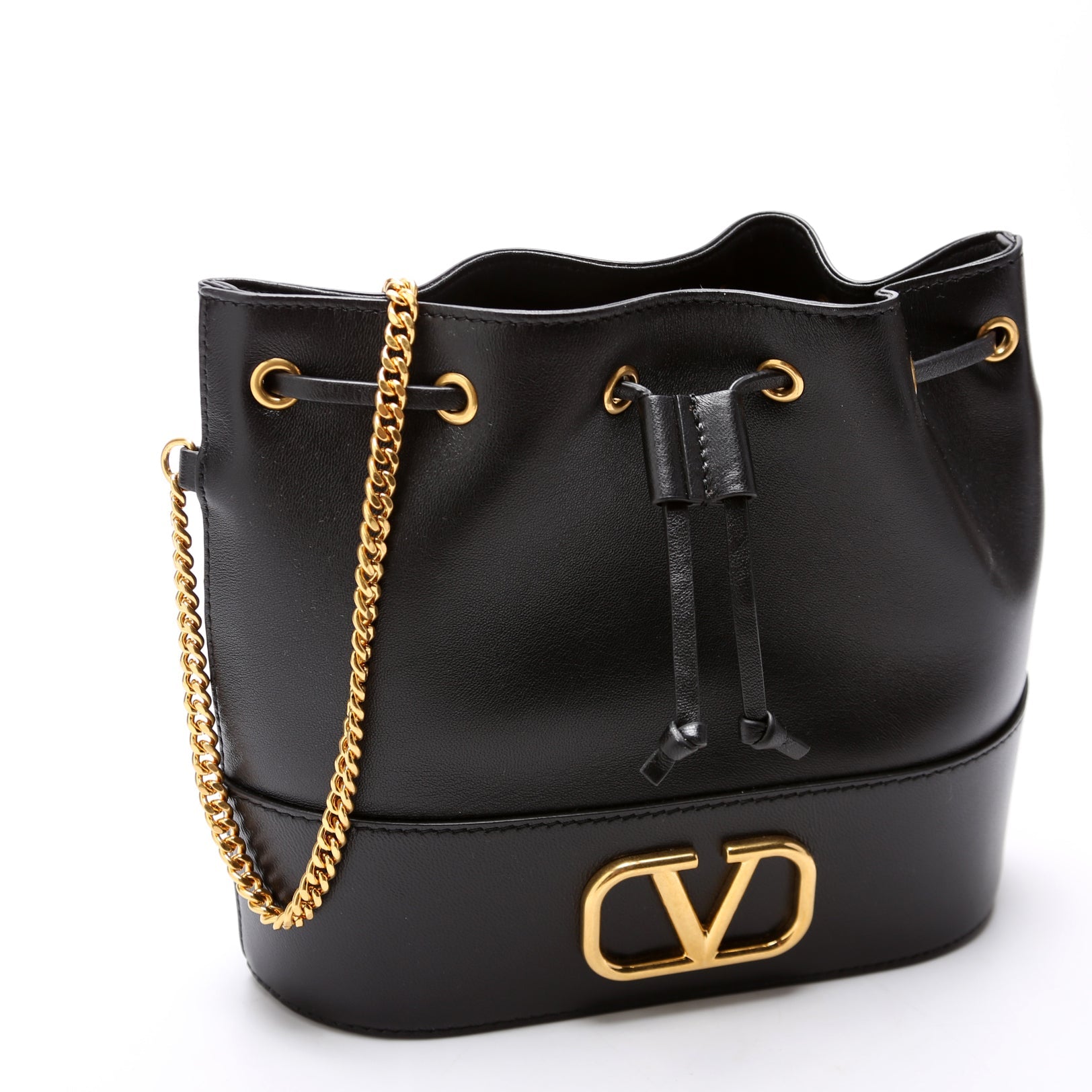 Mini Vlogo Chain Bucket Bag Black