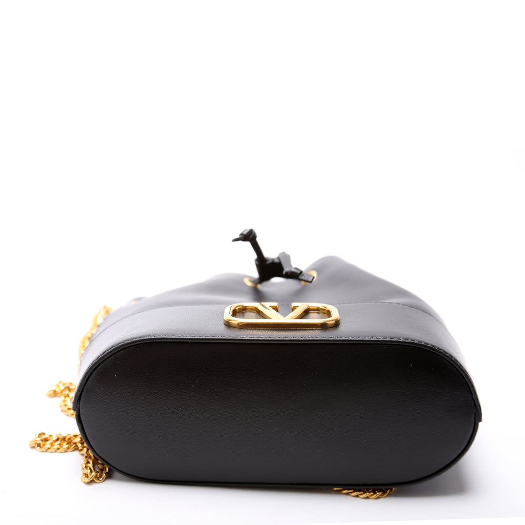 Mini Vlogo Chain Bucket Bag Black