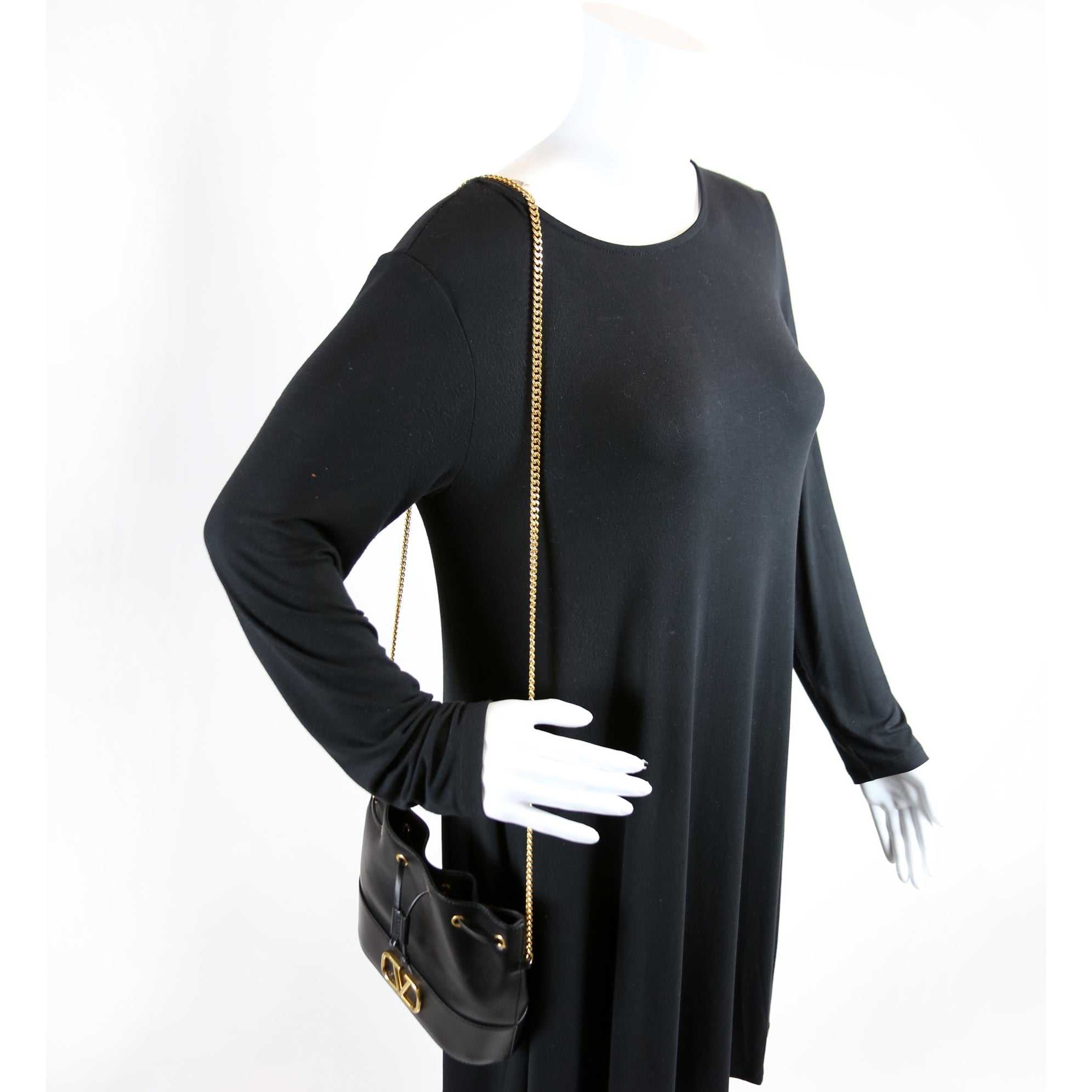Mini Vlogo Chain Bucket Bag Black