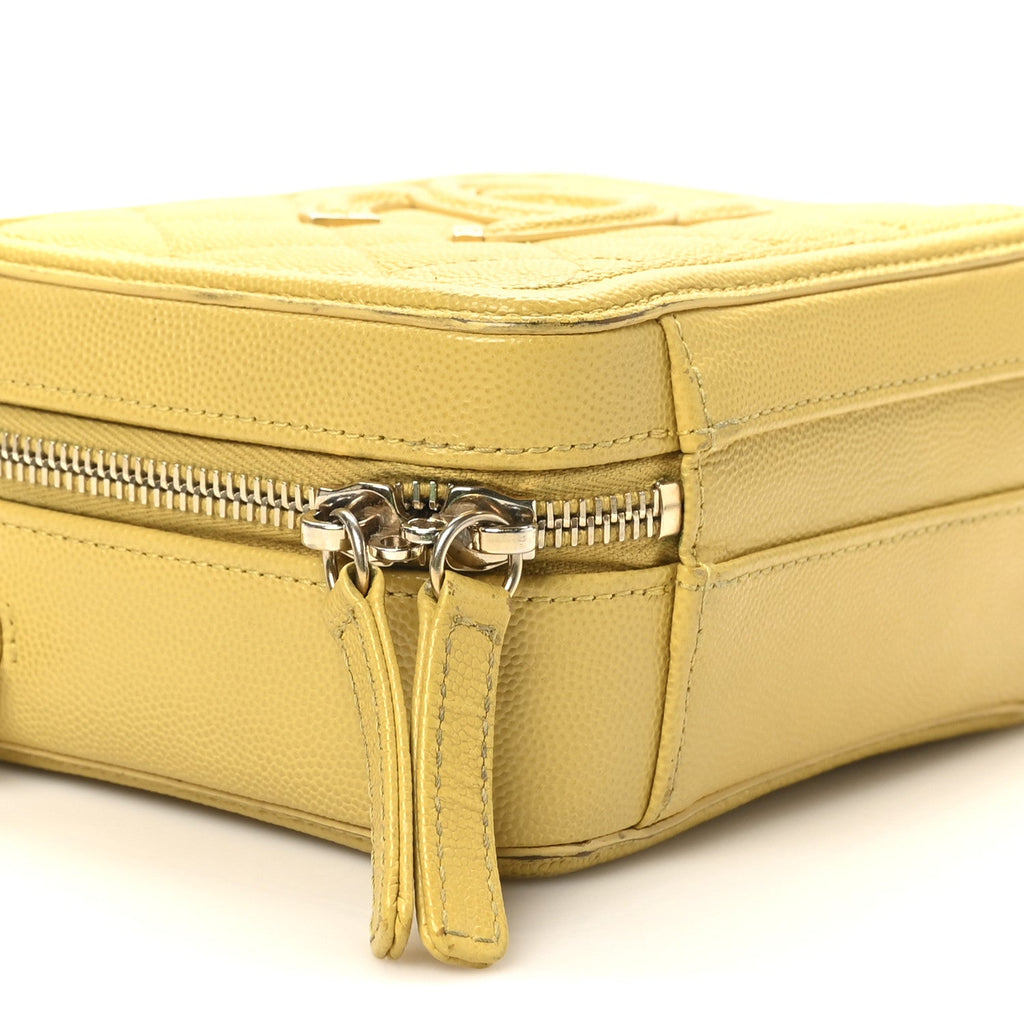 Chanel Caviar Quilted Small CC Filigree Vanity Case Yellow