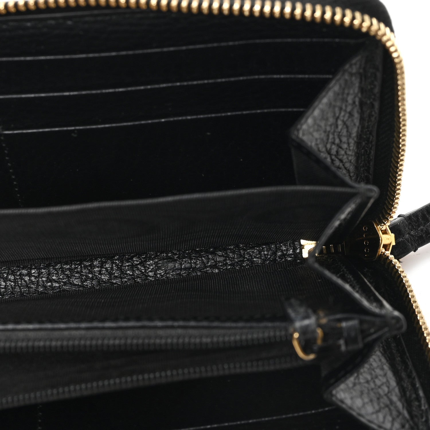 Gucci Dollar Calfskin GG Marmont Zip Around Wallet Black