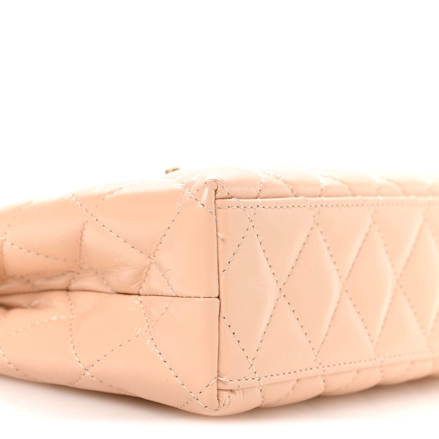 Chanel Shiny Aged Calfskin Quilted Nano Kelly Shopper Beige