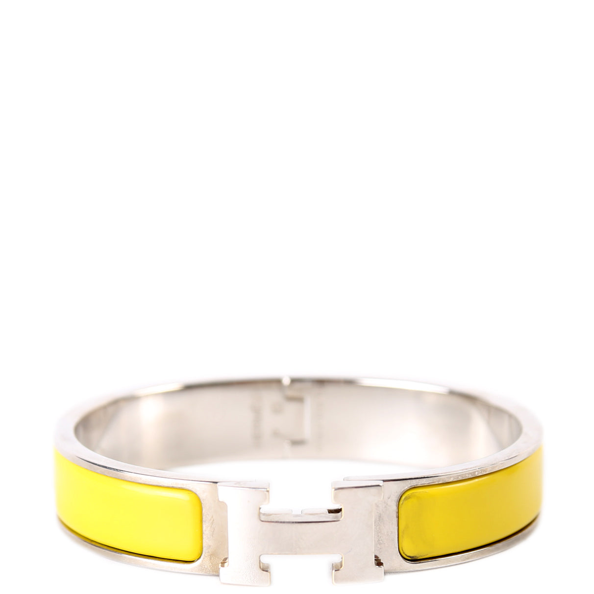 Hermes Clic Clac Bracelet Narrow Yellow/Silver