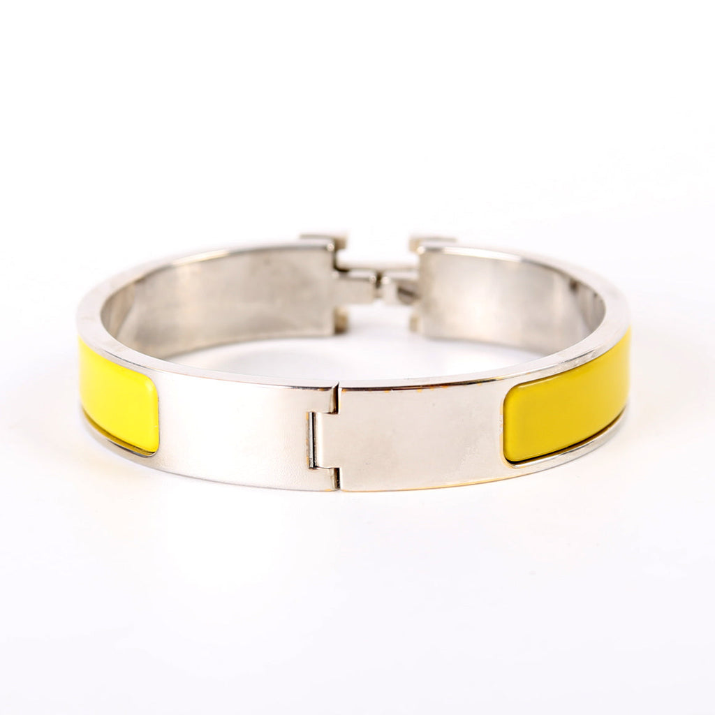 Hermes Clic Clac Bracelet Narrow Yellow/Silver