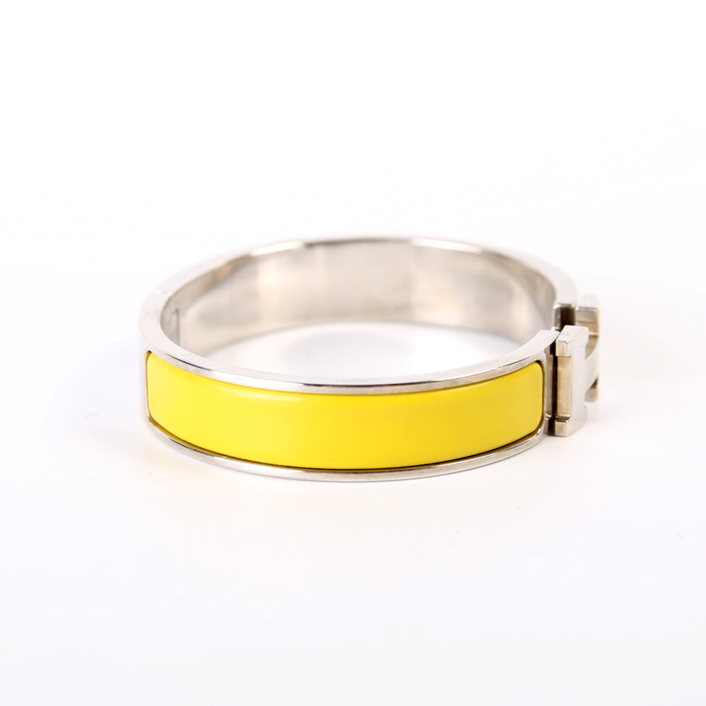 Hermes Clic Clac Bracelet Narrow Yellow/Silver