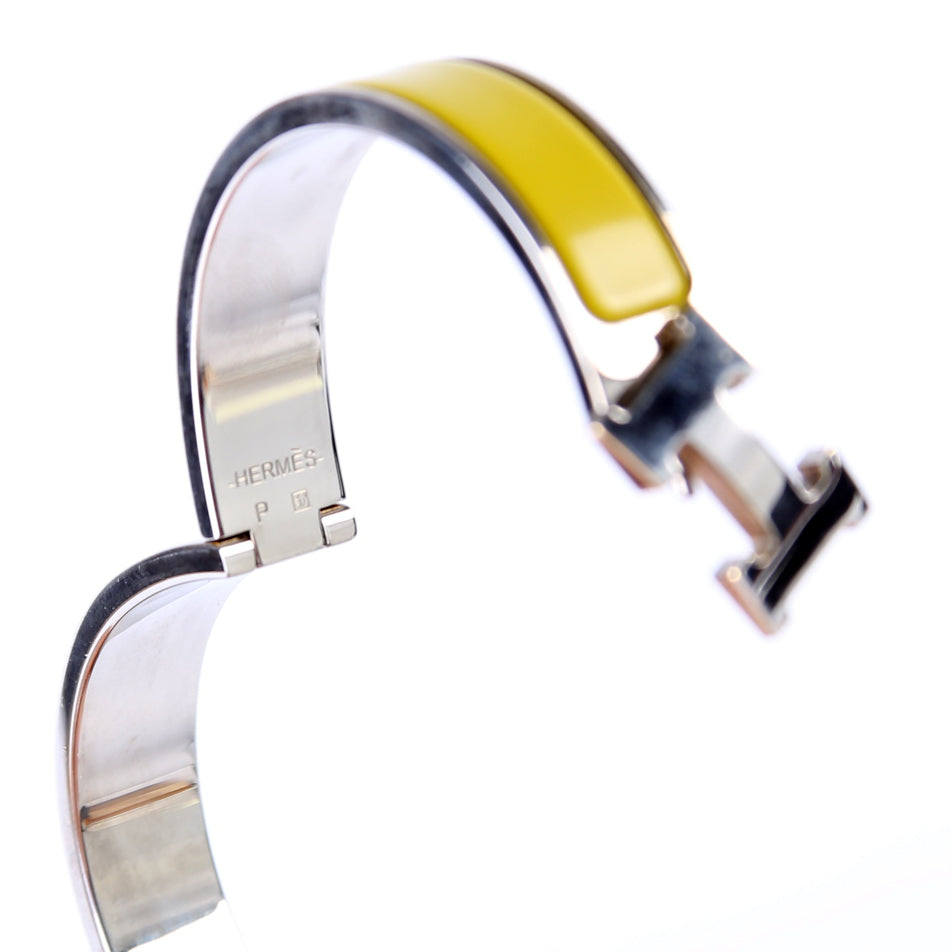 Hermes Clic Clac Bracelet Narrow Yellow/Silver