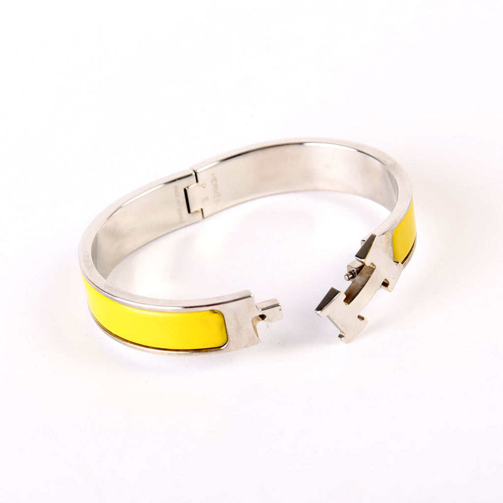 Hermes Clic Clac Bracelet Narrow Yellow/Silver