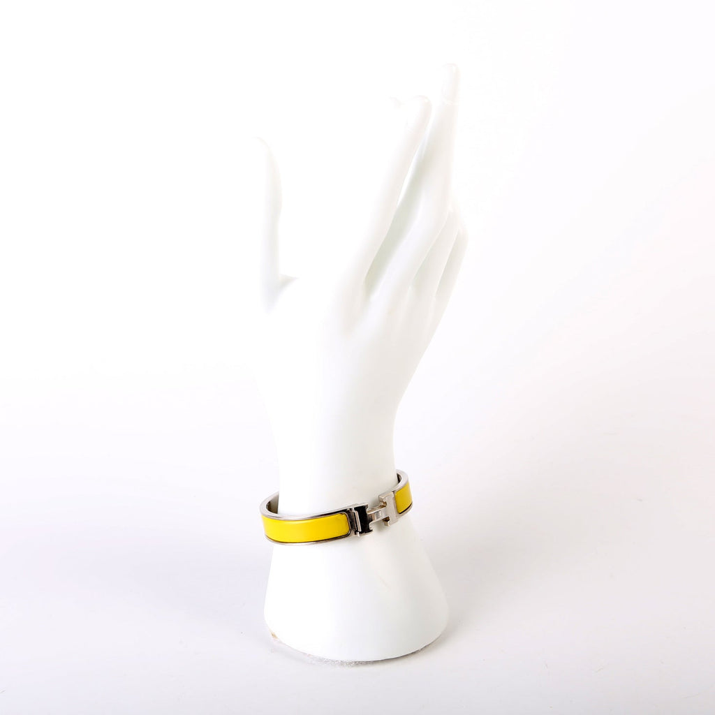 Hermes Clic Clac Bracelet Narrow Yellow/Silver