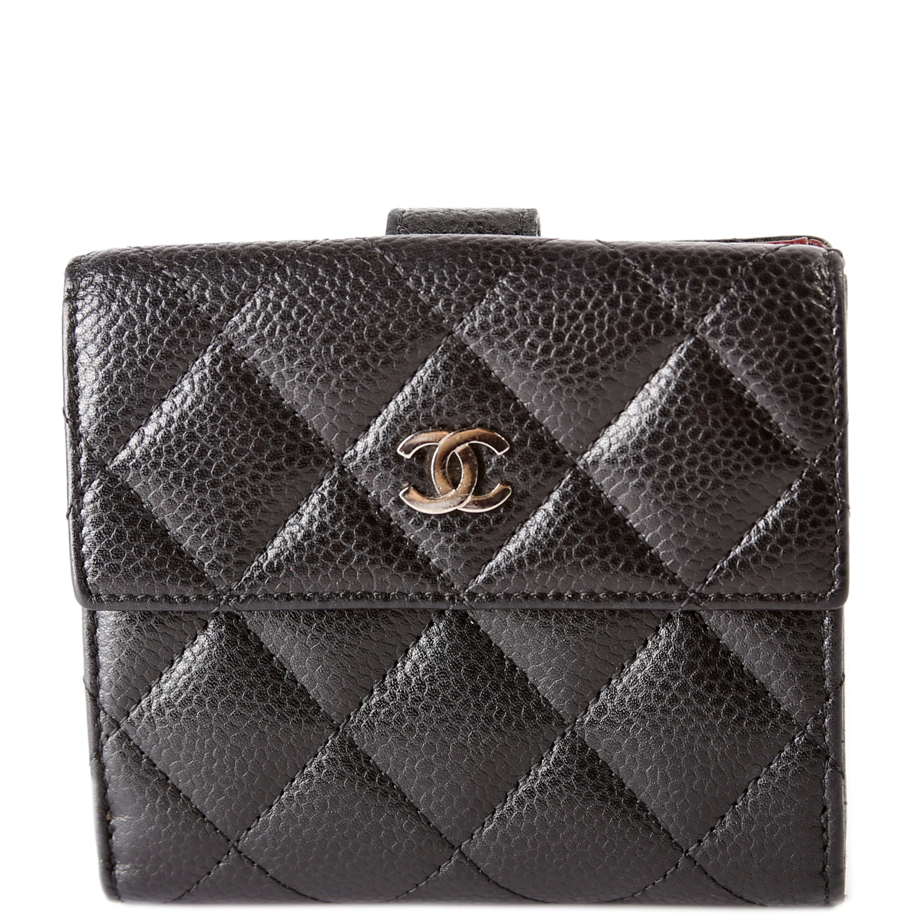 Compact French Flap Wallet Caviar 15M Black