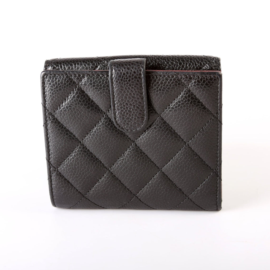Compact French Flap Wallet Caviar 15M Black