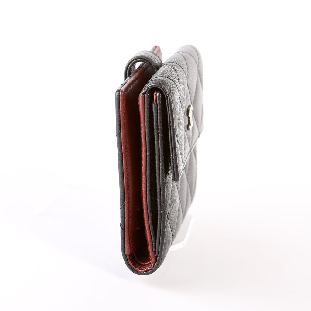 Compact French Flap Wallet Caviar 15M Black