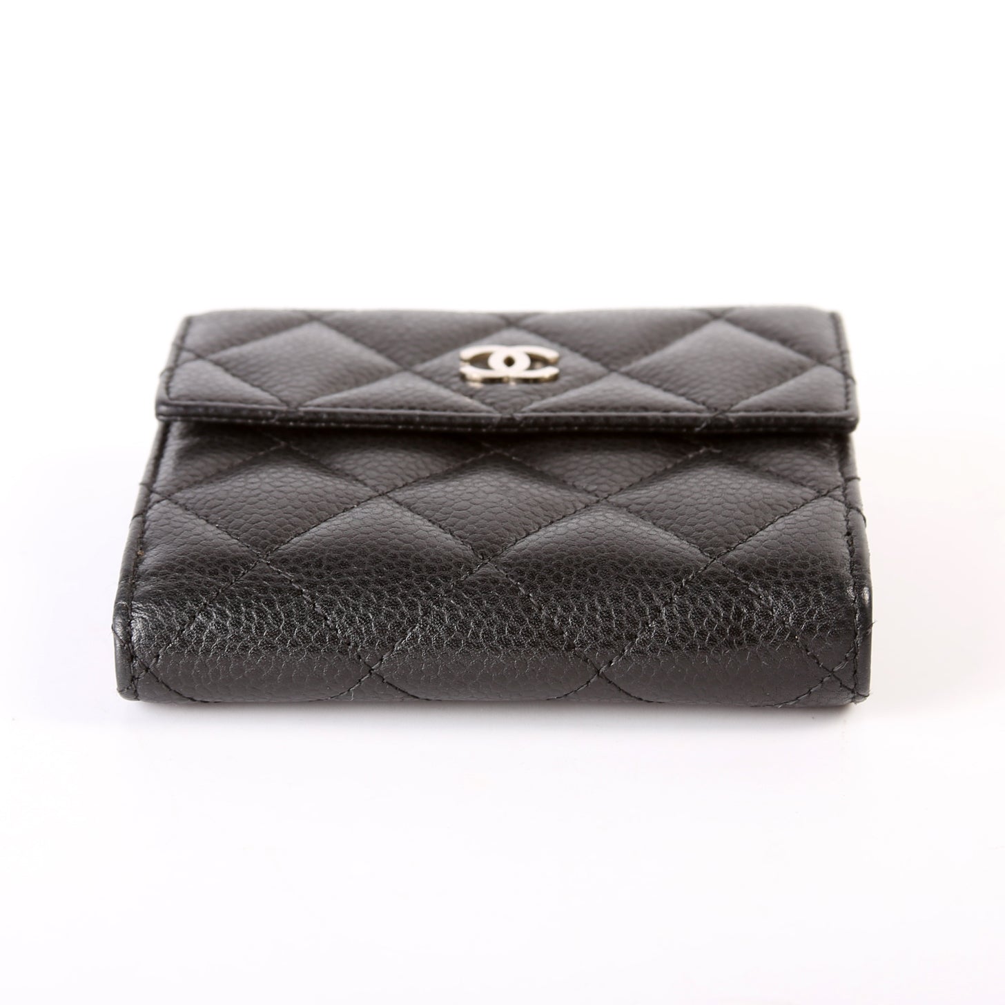 Compact French Flap Wallet Caviar 15M Black