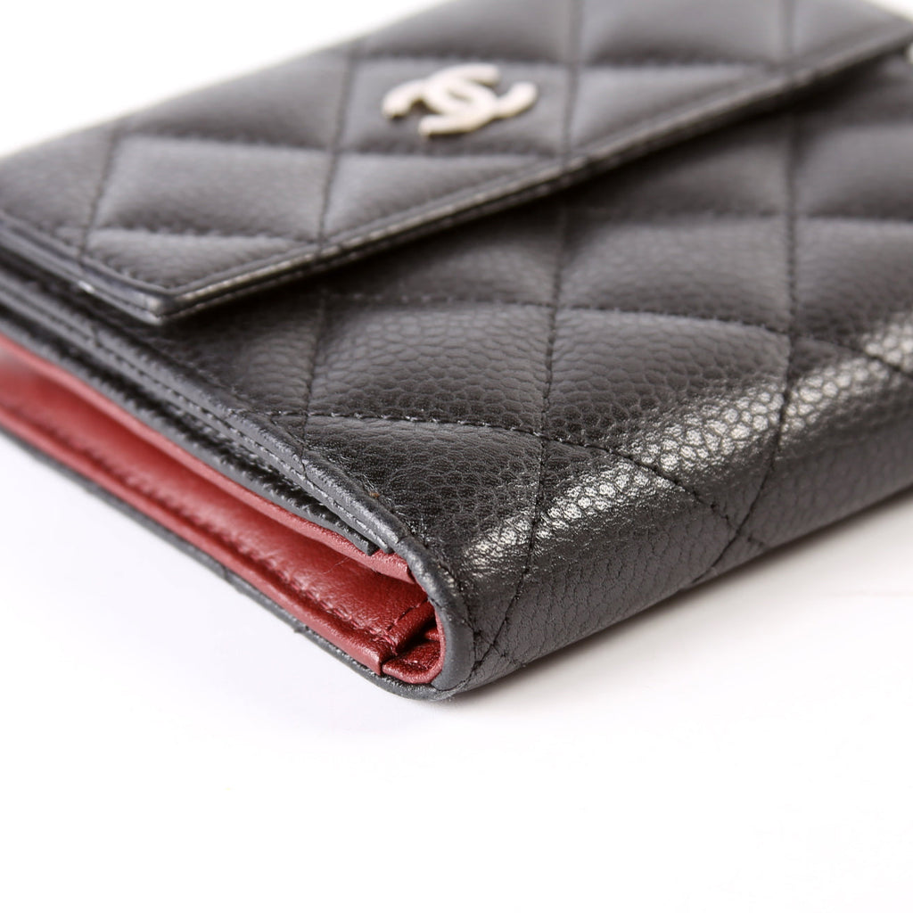 Compact French Flap Wallet Caviar 15M Black