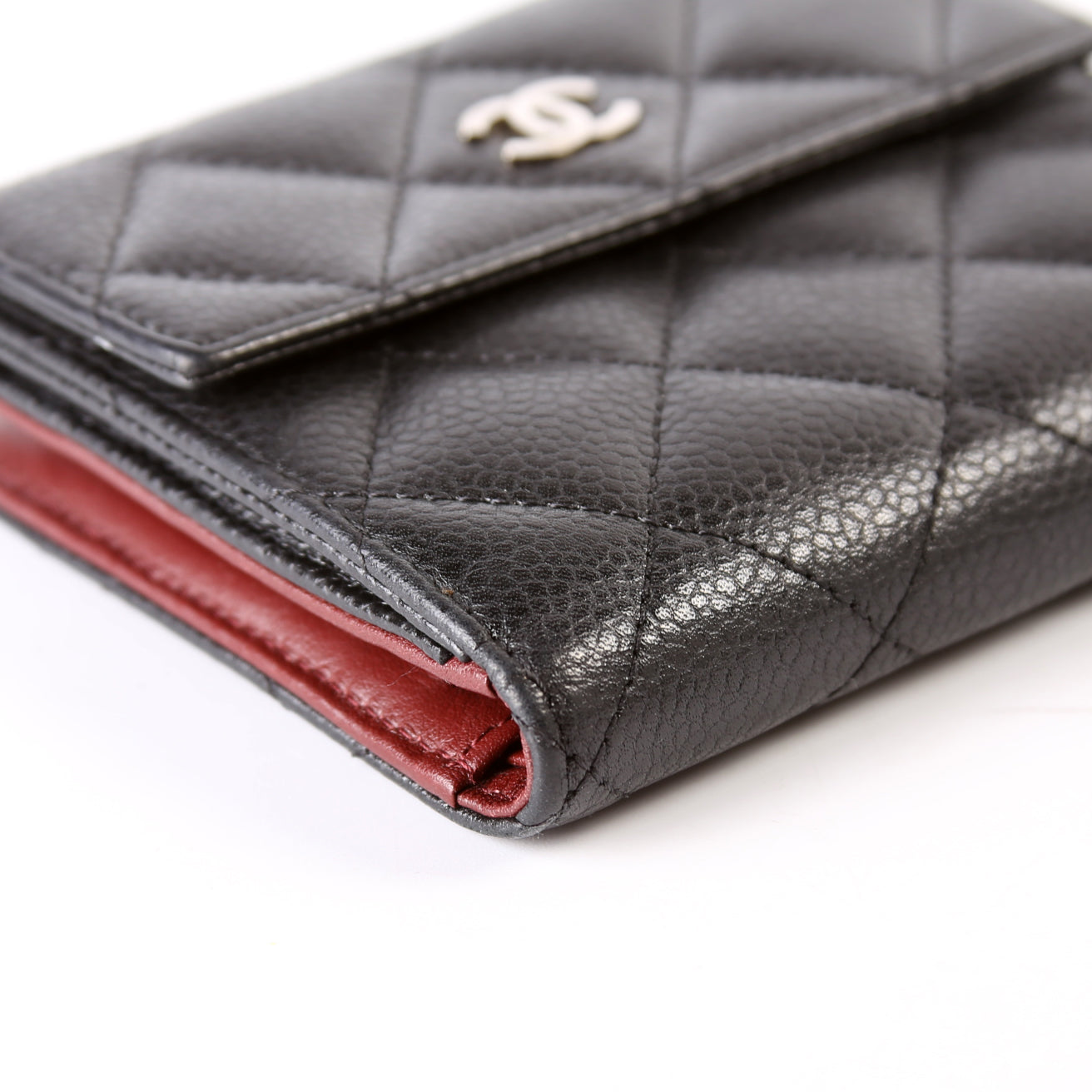 Compact French Flap Wallet Caviar 15M Black