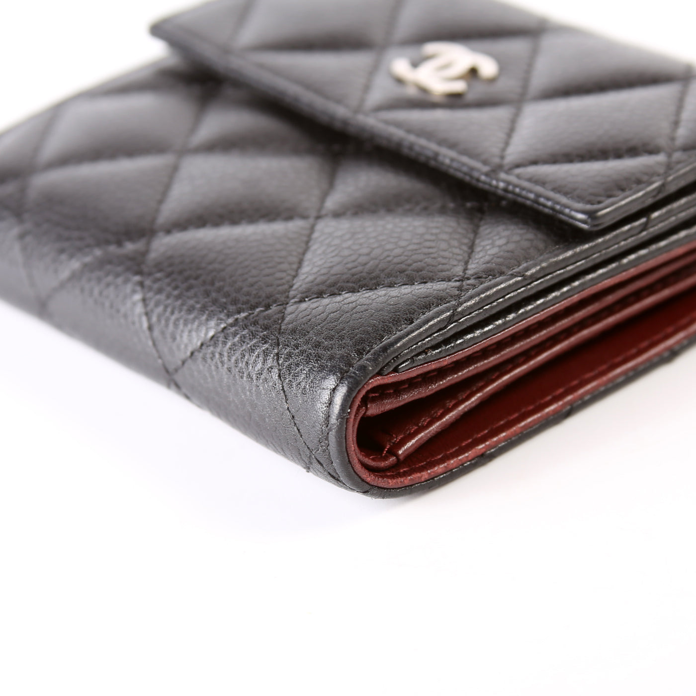 Compact French Flap Wallet Caviar 15M Black