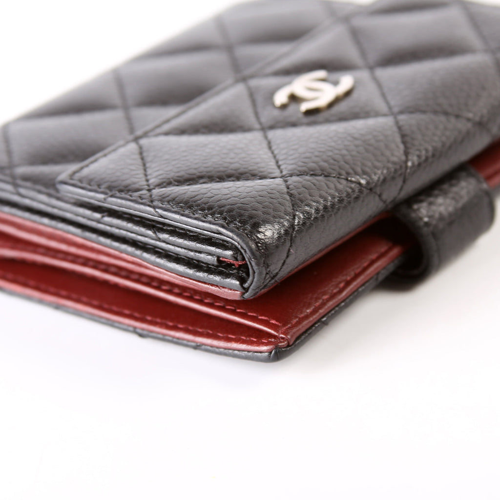 Compact French Flap Wallet Caviar 15M Black