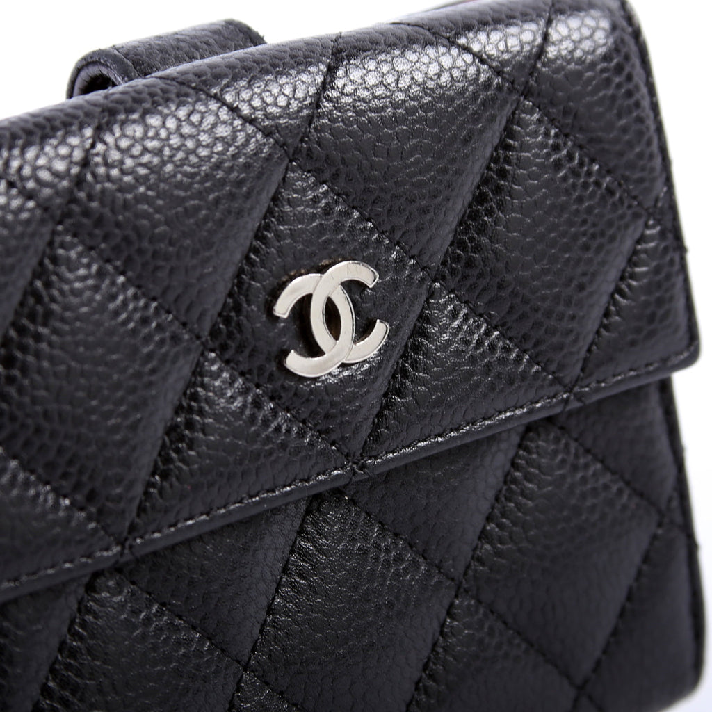 Compact French Flap Wallet Caviar 15M Black
