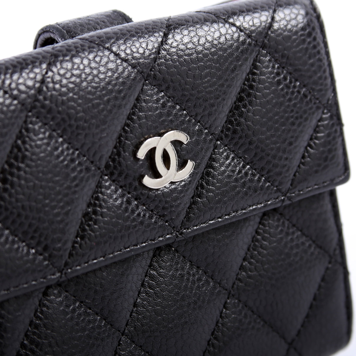 Compact French Flap Wallet Caviar 15M Black