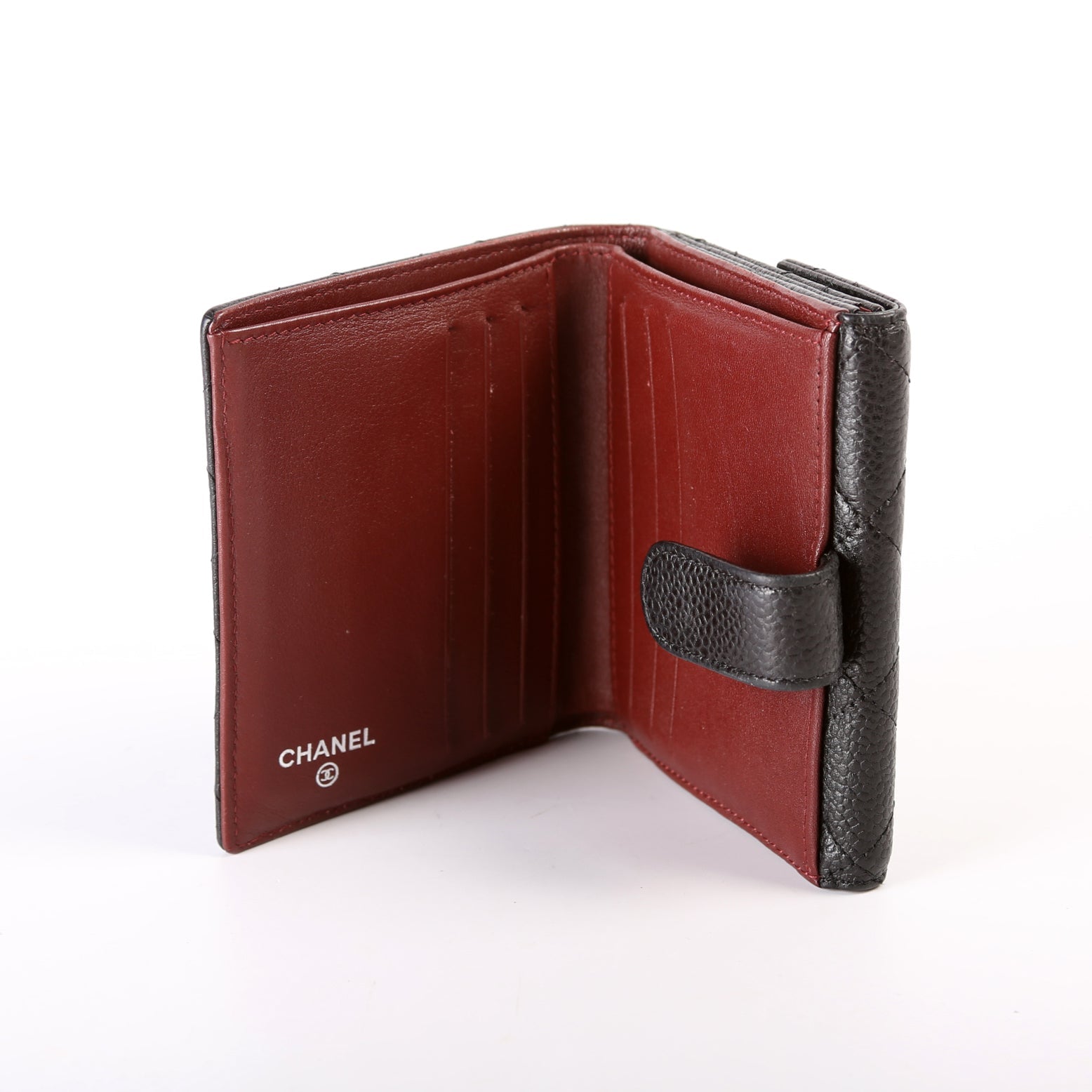 Compact French Flap Wallet Caviar 15M Black