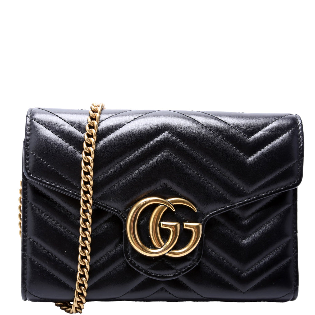 Gucci 474575 Marmont Chain Wallet Black