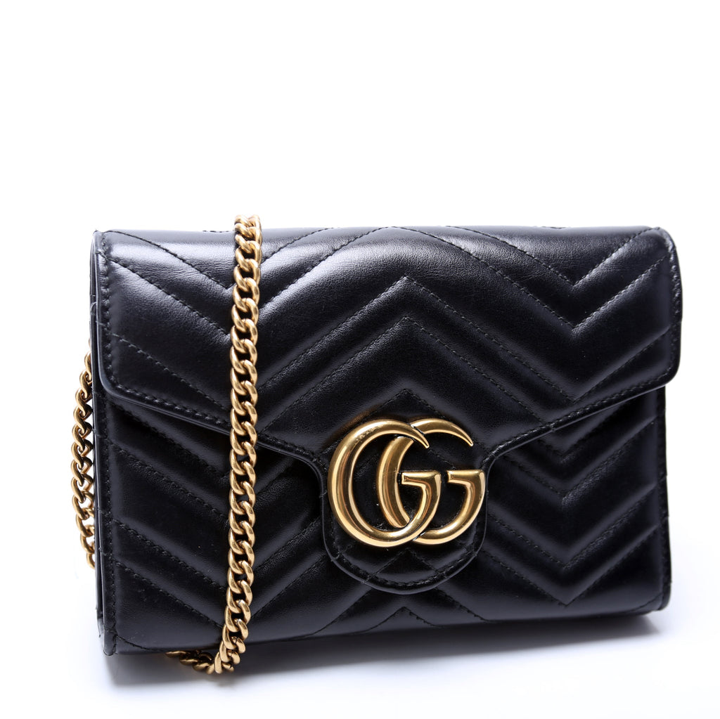 Gucci 474575 Marmont Chain Wallet Black