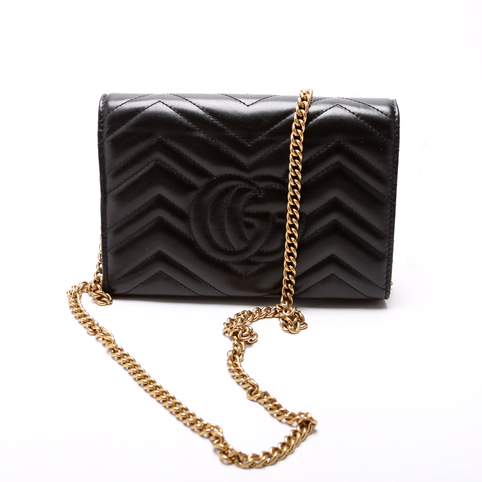 Gucci 474575 Marmont Chain Wallet Black