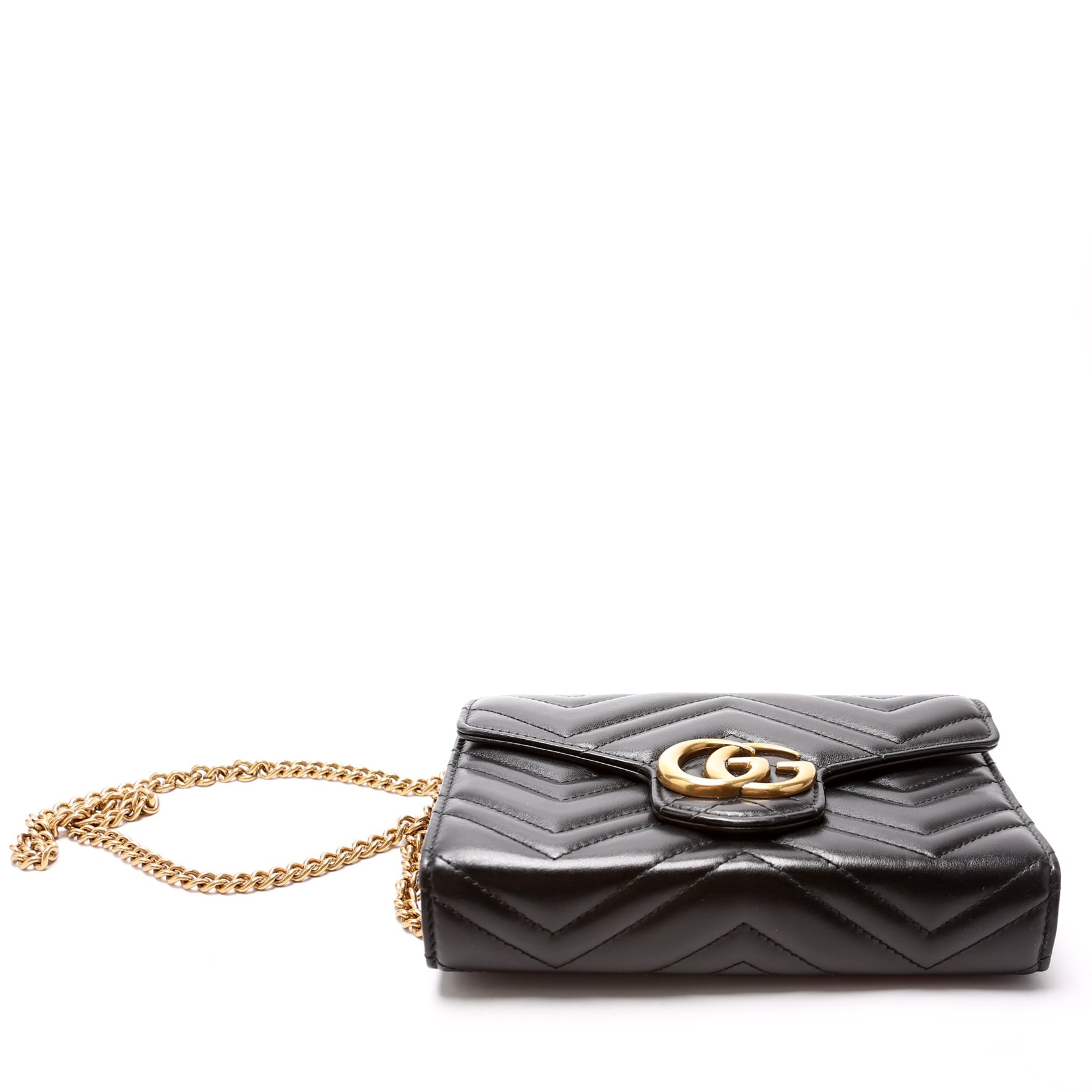 Gucci 474575 Marmont Chain Wallet Black
