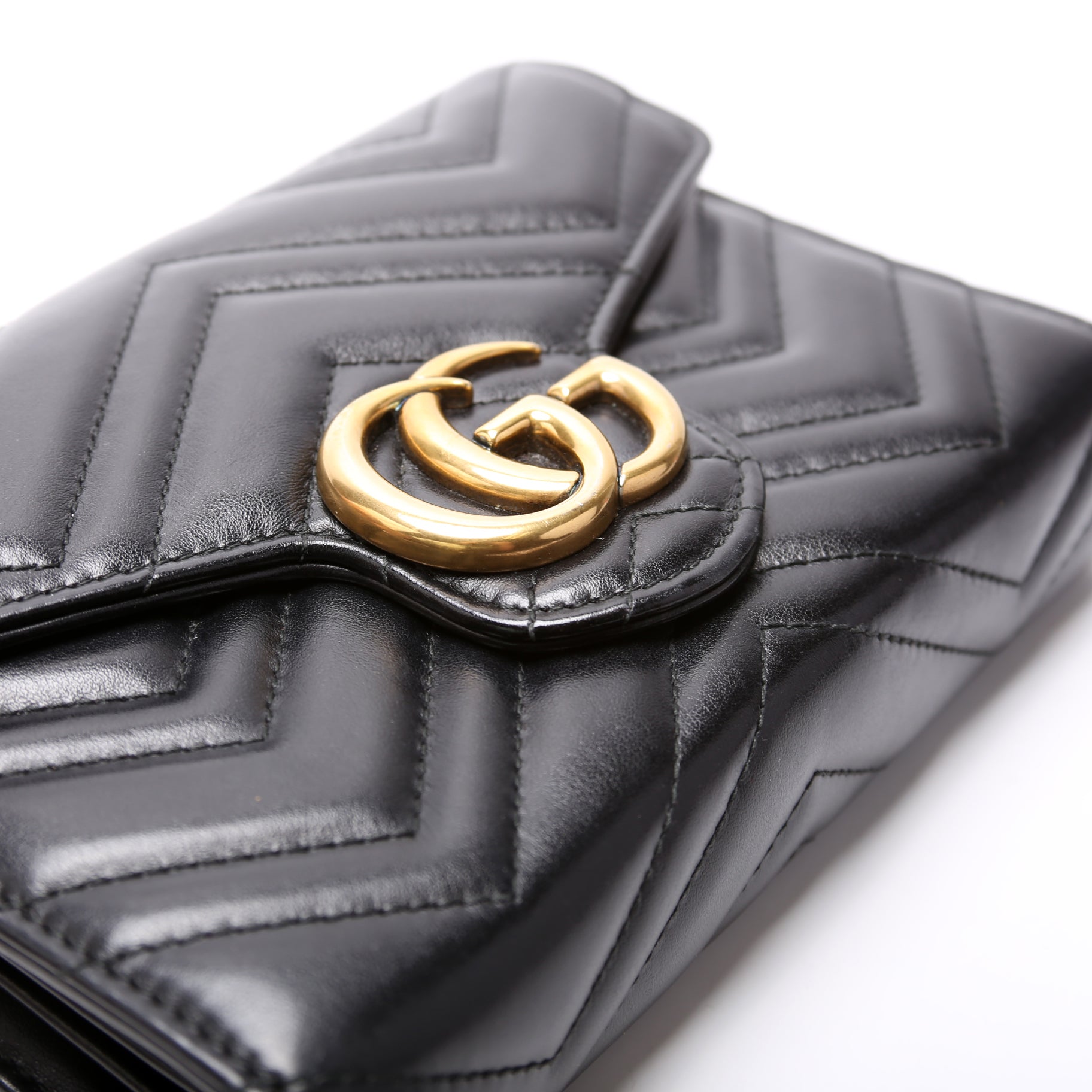 Gucci 474575 Marmont Chain Wallet Black