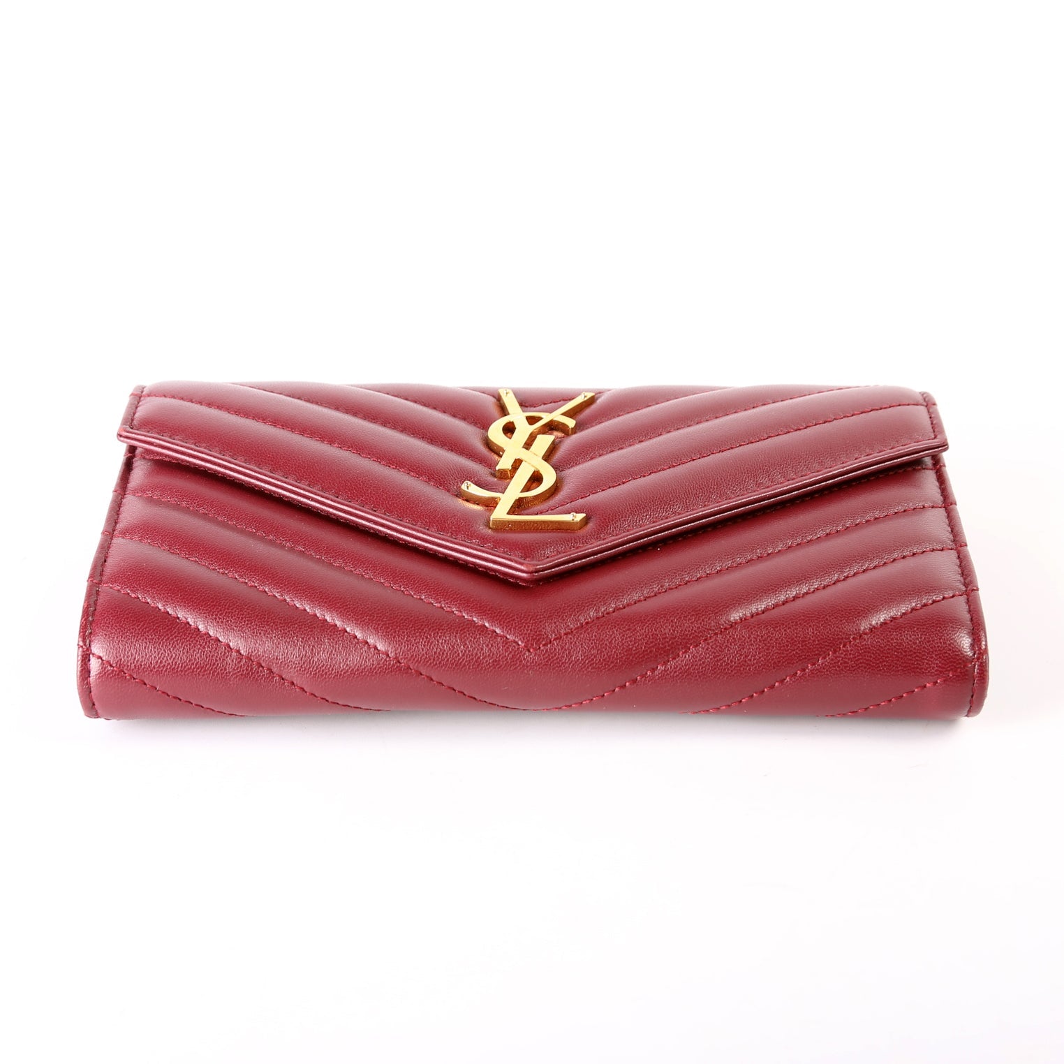 Flap Wallet Large Grain De Poudre 372264 Burgundy