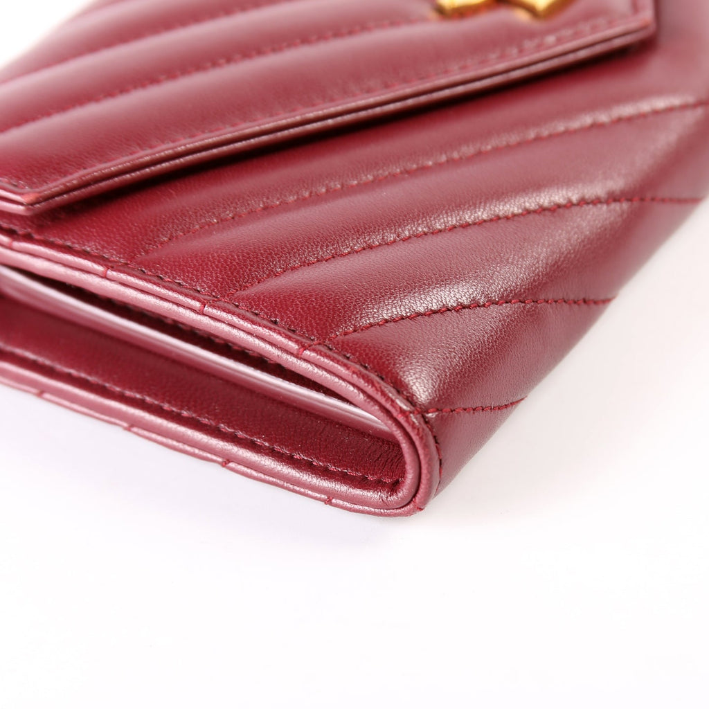 Flap Wallet Large Grain De Poudre 372264 Burgundy
