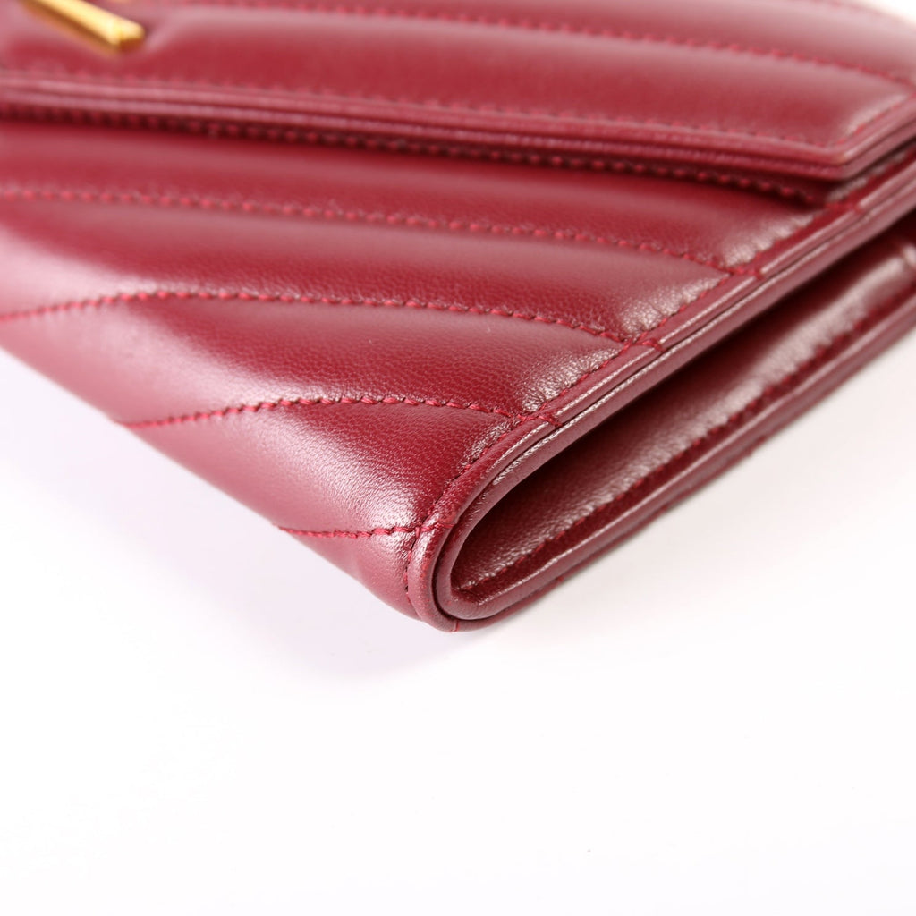 Flap Wallet Large Grain De Poudre 372264 Burgundy