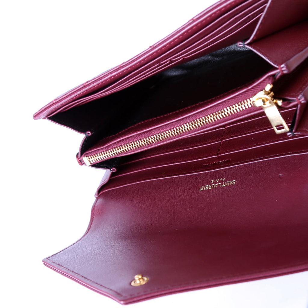 Flap Wallet Large Grain De Poudre 372264 Burgundy