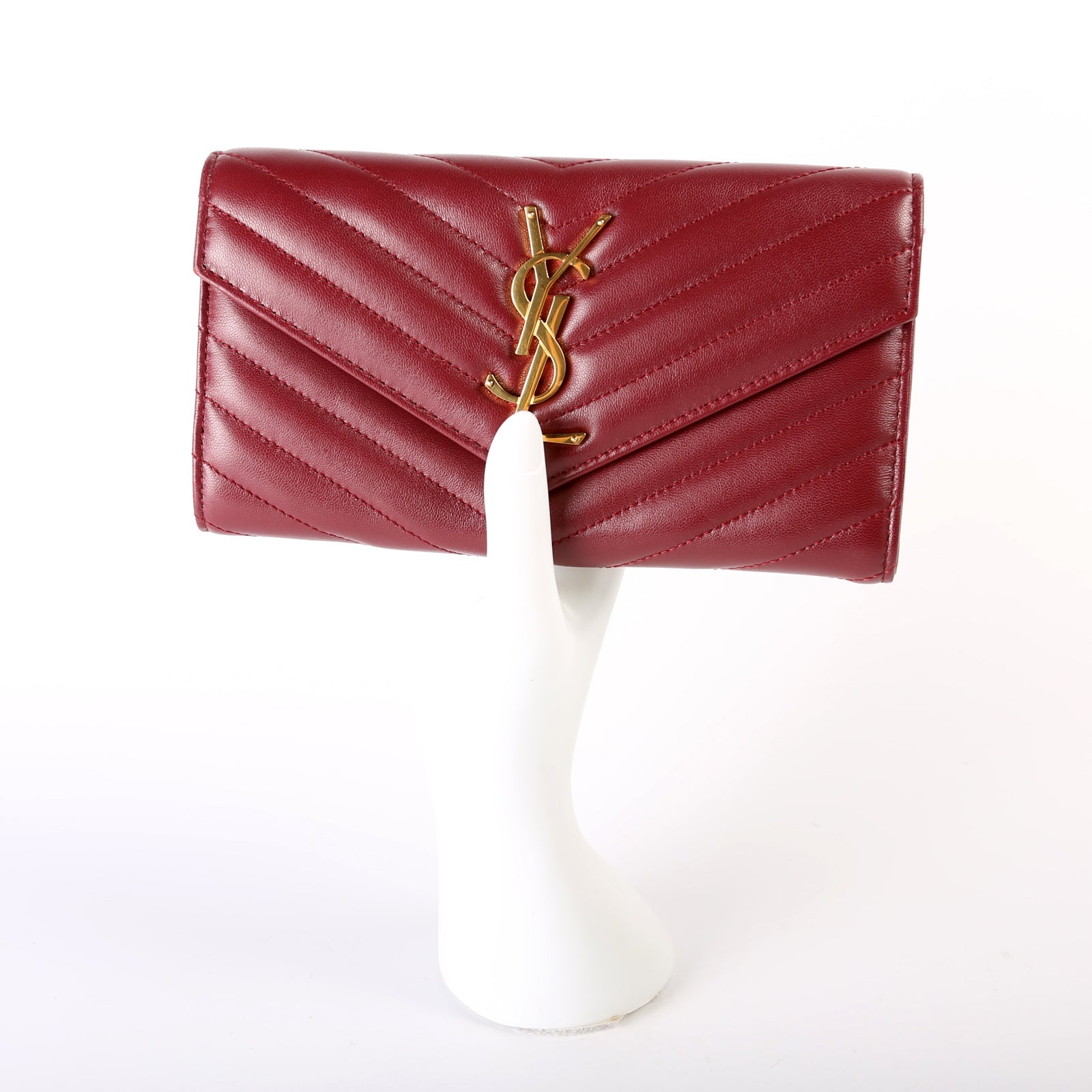 Flap Wallet Large Grain De Poudre 372264 Burgundy