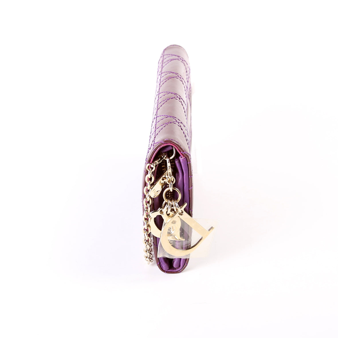 Patent Cannage Lady Dior Chain Wallet Purple