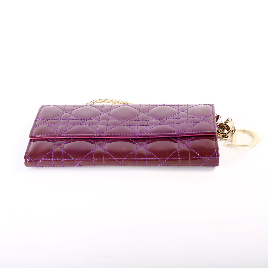 Patent Cannage Lady Dior Chain Wallet Purple