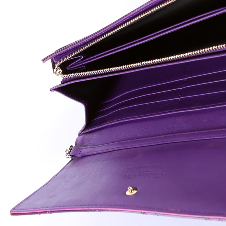 Patent Cannage Lady Dior Chain Wallet Purple