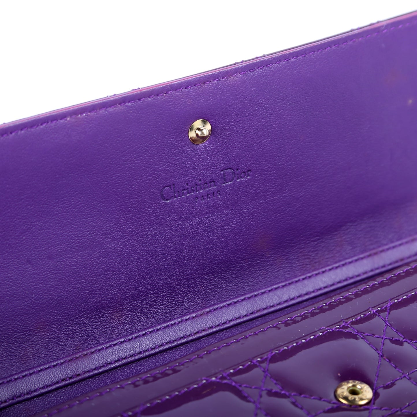 Patent Cannage Lady Dior Chain Wallet Purple
