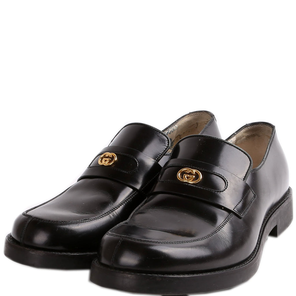 Gucci Interlocking G Leather Loafers Size 36