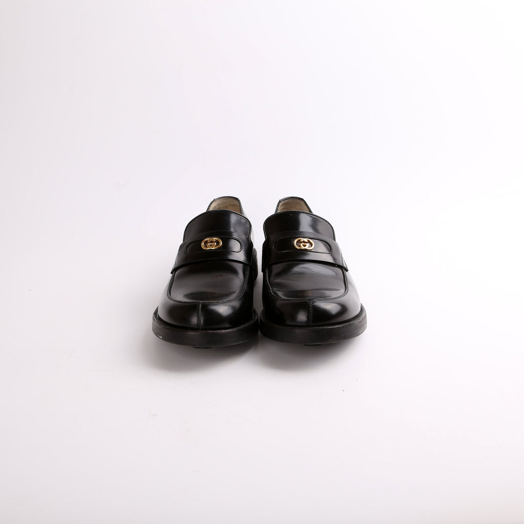 Gucci Interlocking G Leather Loafers Size 36