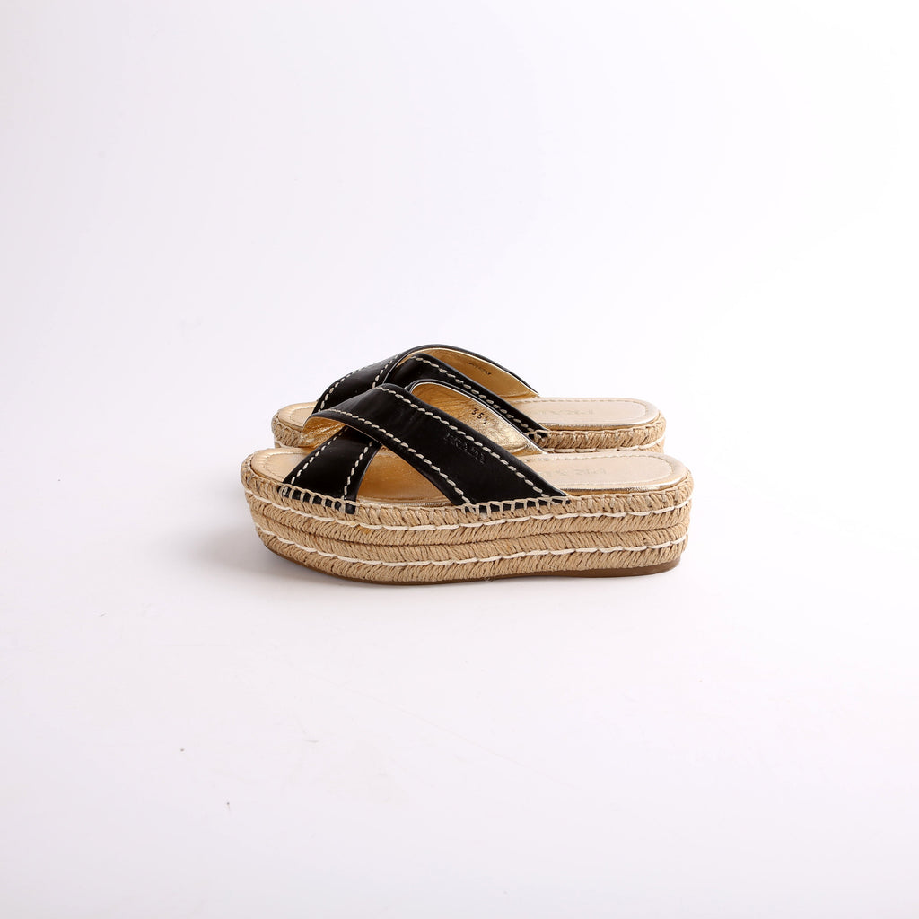 Prada Crossover Platform Espadrilles Size 35.5