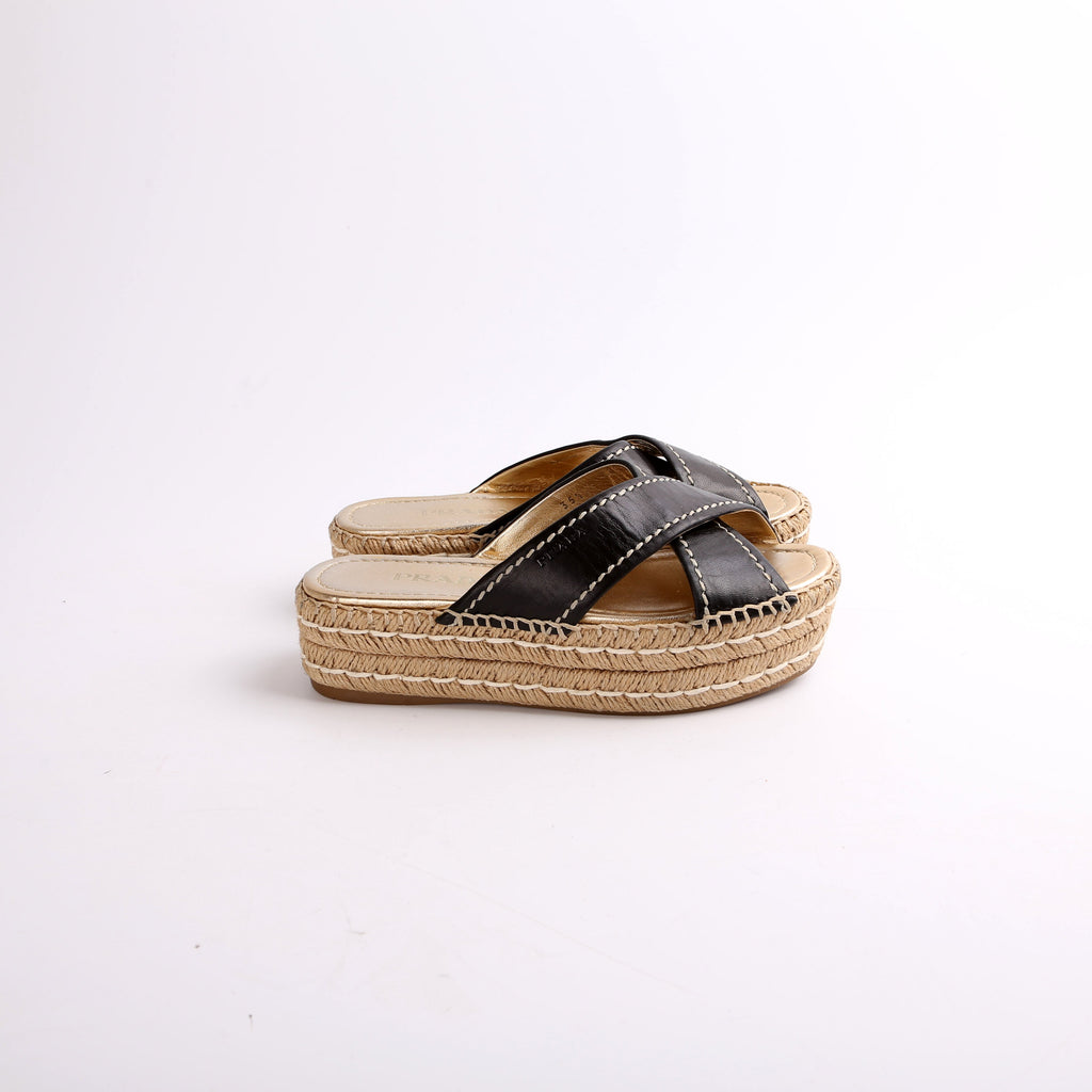 Prada Crossover Platform Espadrilles Size 35.5