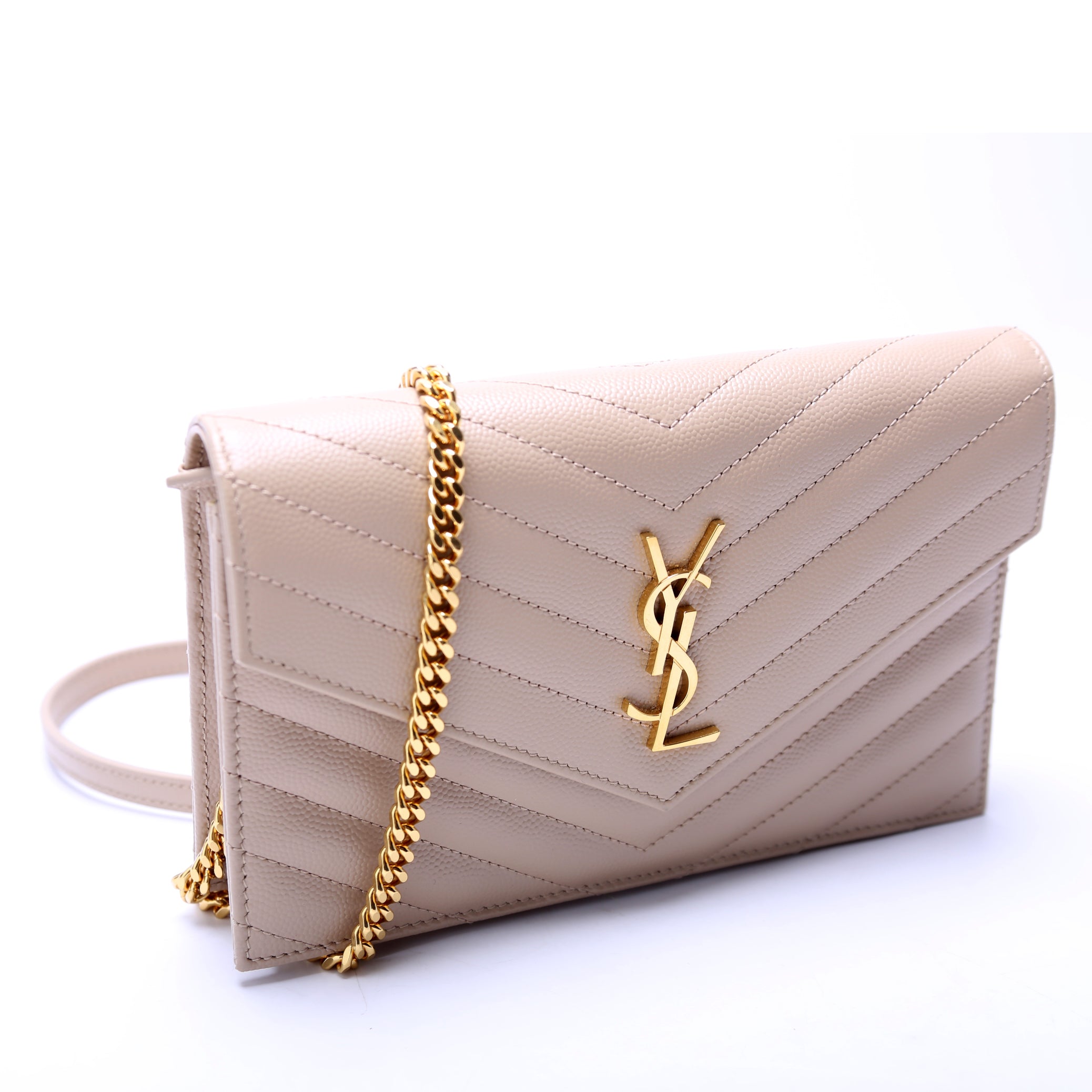 Envelope Chain Wallet Beige