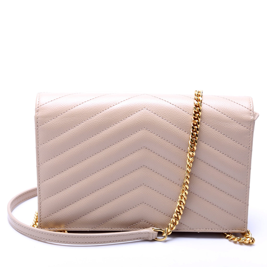 Envelope Chain Wallet Beige