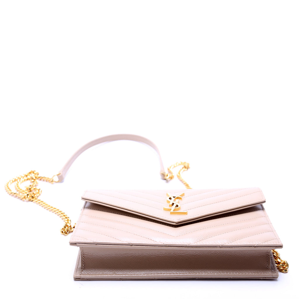 Envelope Chain Wallet Beige