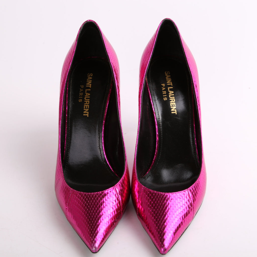 SAINT LAURENT Zoe 105 Snakeskin Pumps Size 37