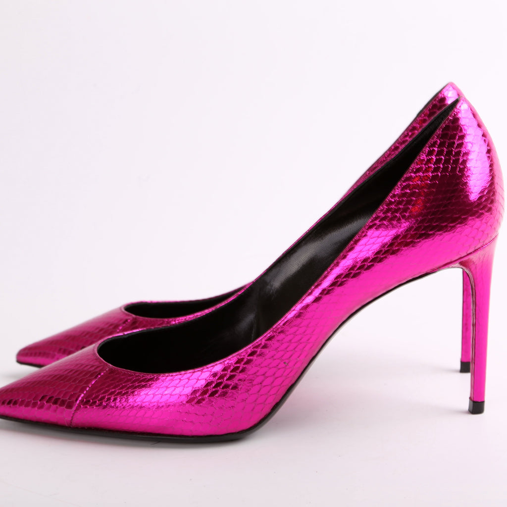 SAINT LAURENT Zoe 105 Snakeskin Pumps Size 37